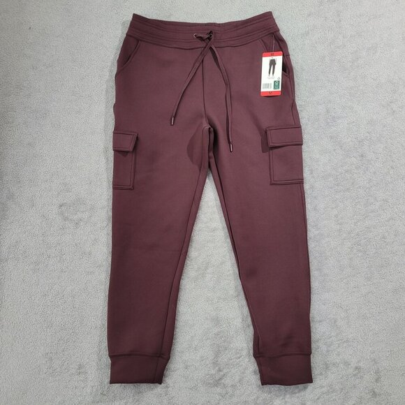 NEW 32 Degrees Heat Womens M Burgundy Jogger Pants  Cargo Scuba - Picture 1 of 7
